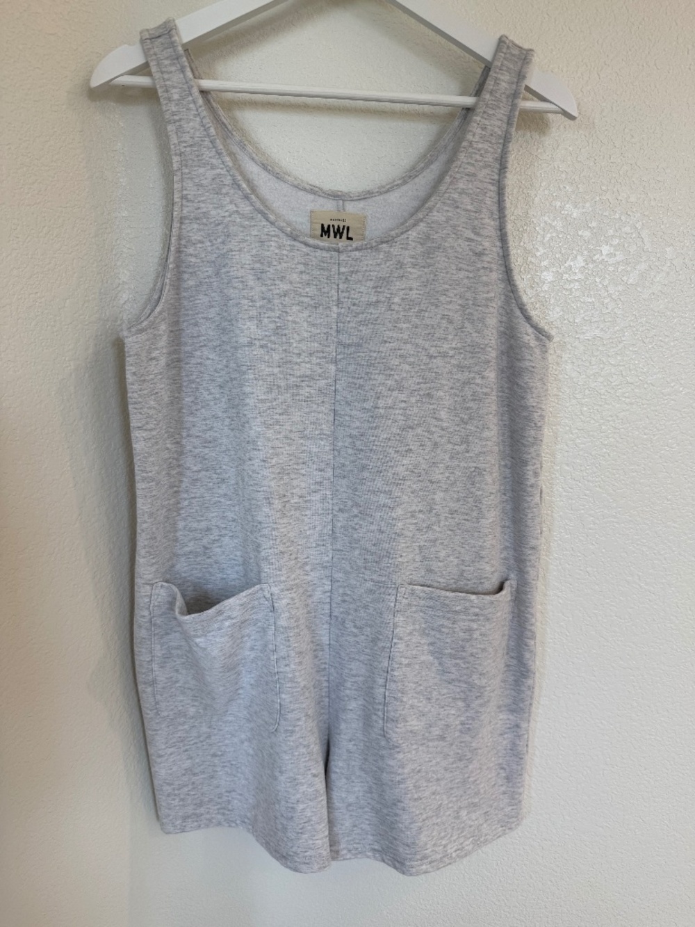 Madewell MWL Heather Gray Sleeveless Pocket Romper Jumpsuit Size M
